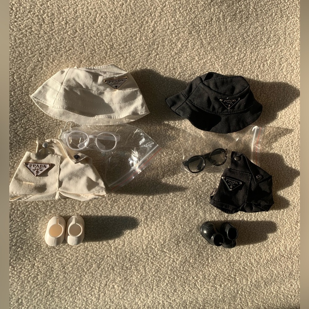 2 Prada Inspired Labubu Outfits: white and black